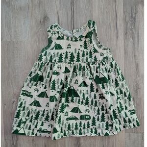 Winter Water Factory Green Camping Print Sleeveless Baby Dress, 6 Months (Z2)